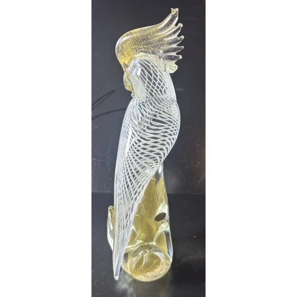 Formia Birds Murano gold Fleck White Optic Glass Cockatoos (FP) - Picture 15 of 16